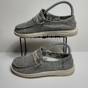 Hey Dude Shoes Kids Sz 5 Wendy Linen Sneakers Flats Loafers Moc Toe Slip On